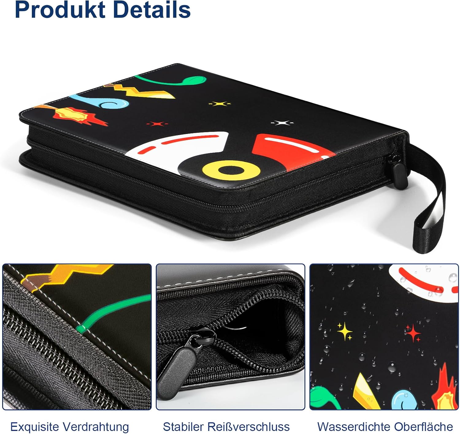 Detalle de Sammelalbum für Pokémon Karten – 50 Seiten, 900 Taschen, wasserdichtes PU Kartenhalter-Heft mit Reißverschluss