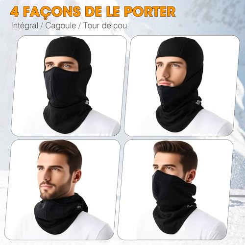 Detalle de WTACTFUL cagoule moto polaire avec masque relevable et panneau en néoprène perforé