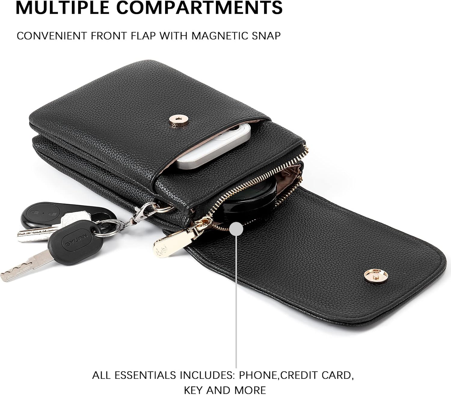 Thumbnail 4 de BOSTANTEN Crossbody Bag for Women (Vegan PU Leather) – Small Phone Wallet Shoulder Bag
