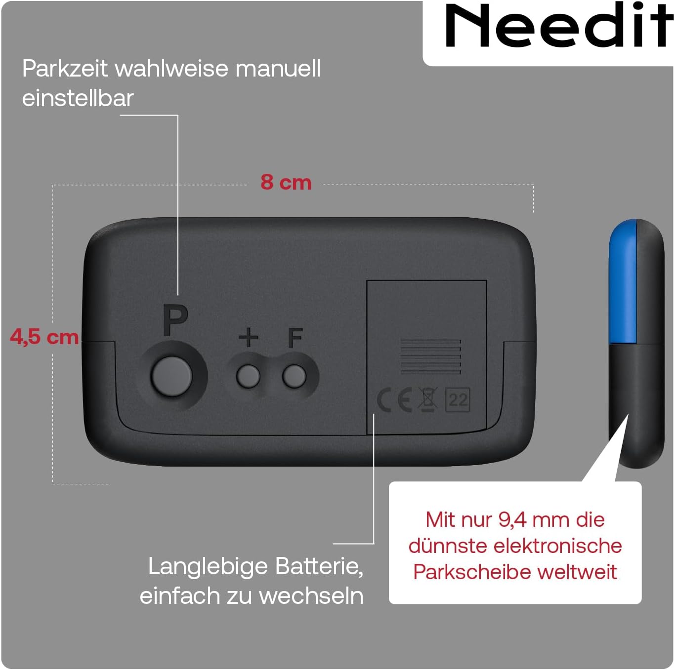 Thumbnail 4 de Needit Park Micro 9,4 mm elektronische Parkscheibe