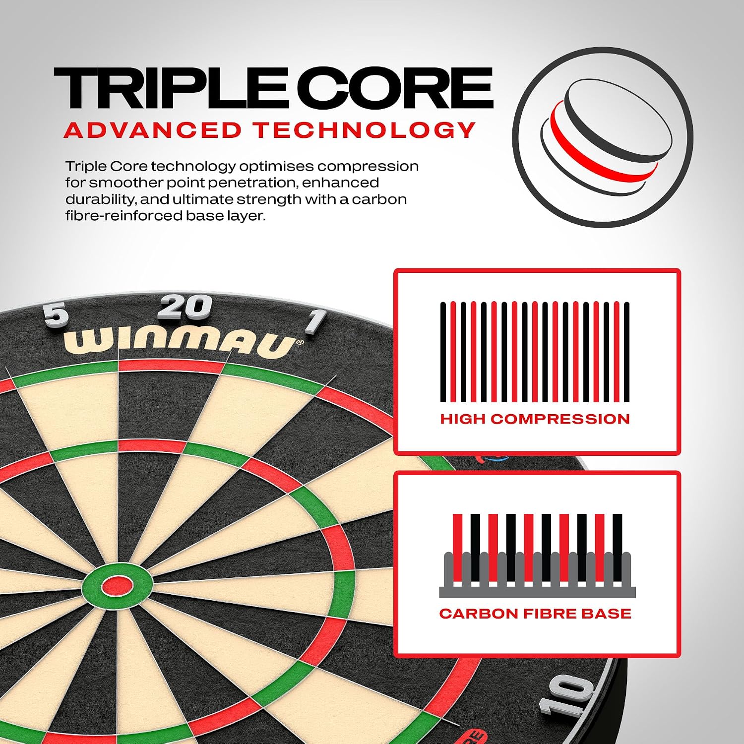 Detalle 1 de WINMAU wmb0043 Bristle Dartboard with Sisal, Triple Core and Rota-Lock