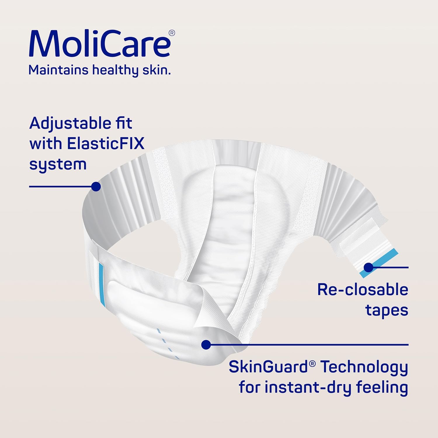 Thumbnail 5 de MoliCare Premium Elastic Adult Nappies – 10 Drops, XL, Pack of 14