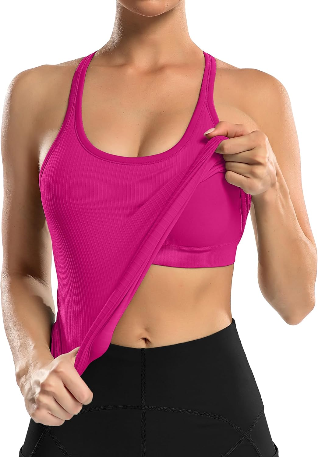 Thumbnail 3 de ATTRACO Ribbed Workout Tank Top for Women with Built-In Bra, Racerback Scoop Neck (Slim Fit)
