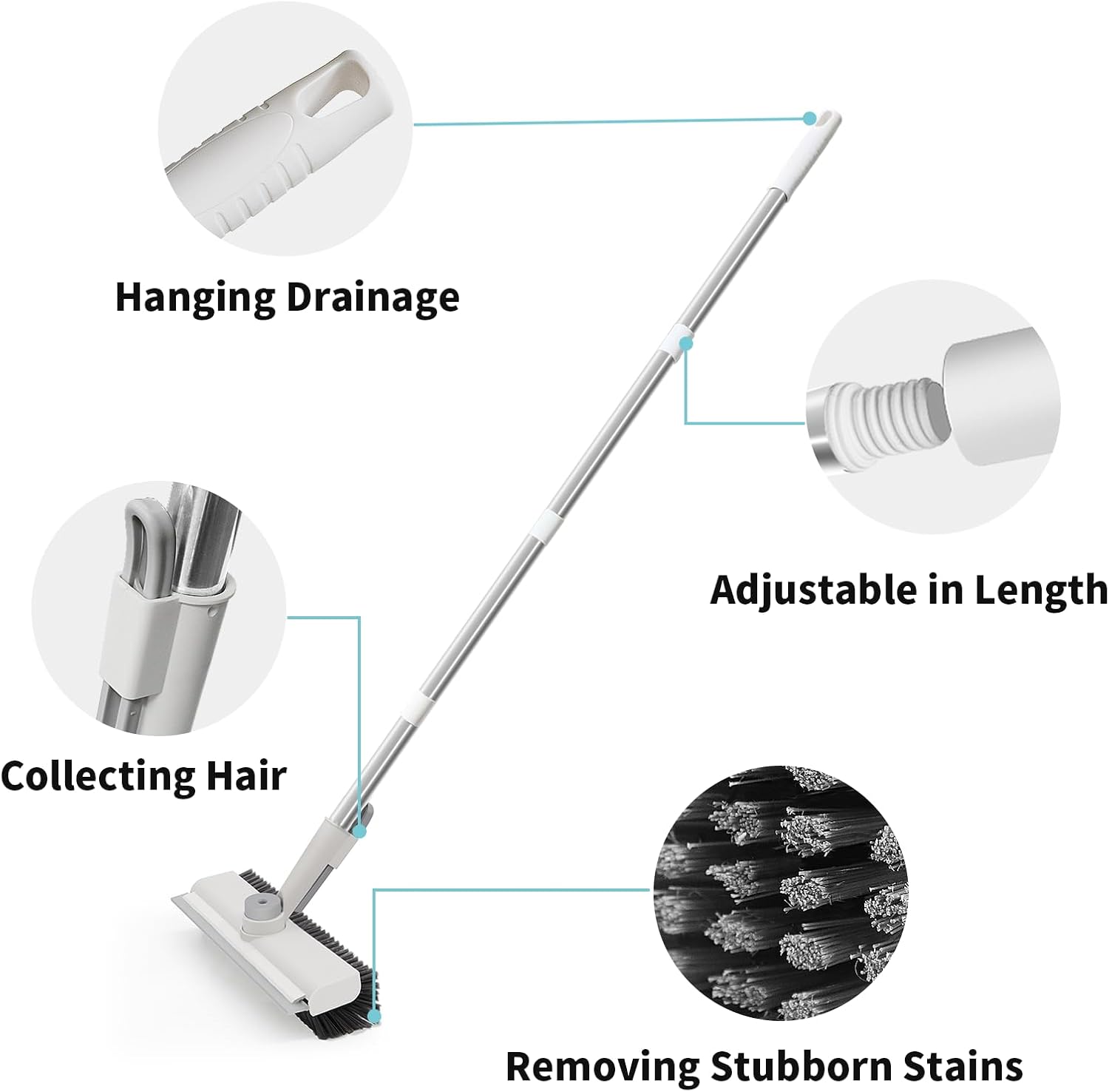 Thumbnail 4 de Floor Scrub Brush with Long Handle: 3-in-1 Scrape and Heavy-Duty Bristle Scrubber