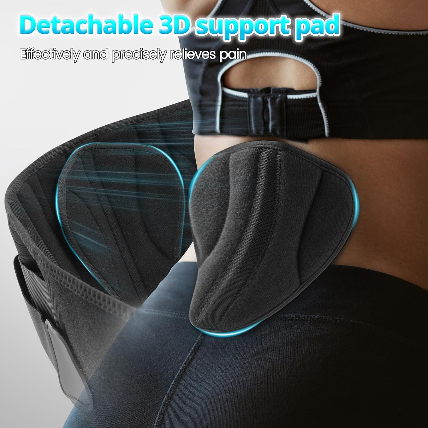 Thumbnail 3 de Lureon Fascia Lombare con 7 Barre Metalliche di Sostegno – supporto lombare traspirante con cuscino 3D rimovibile