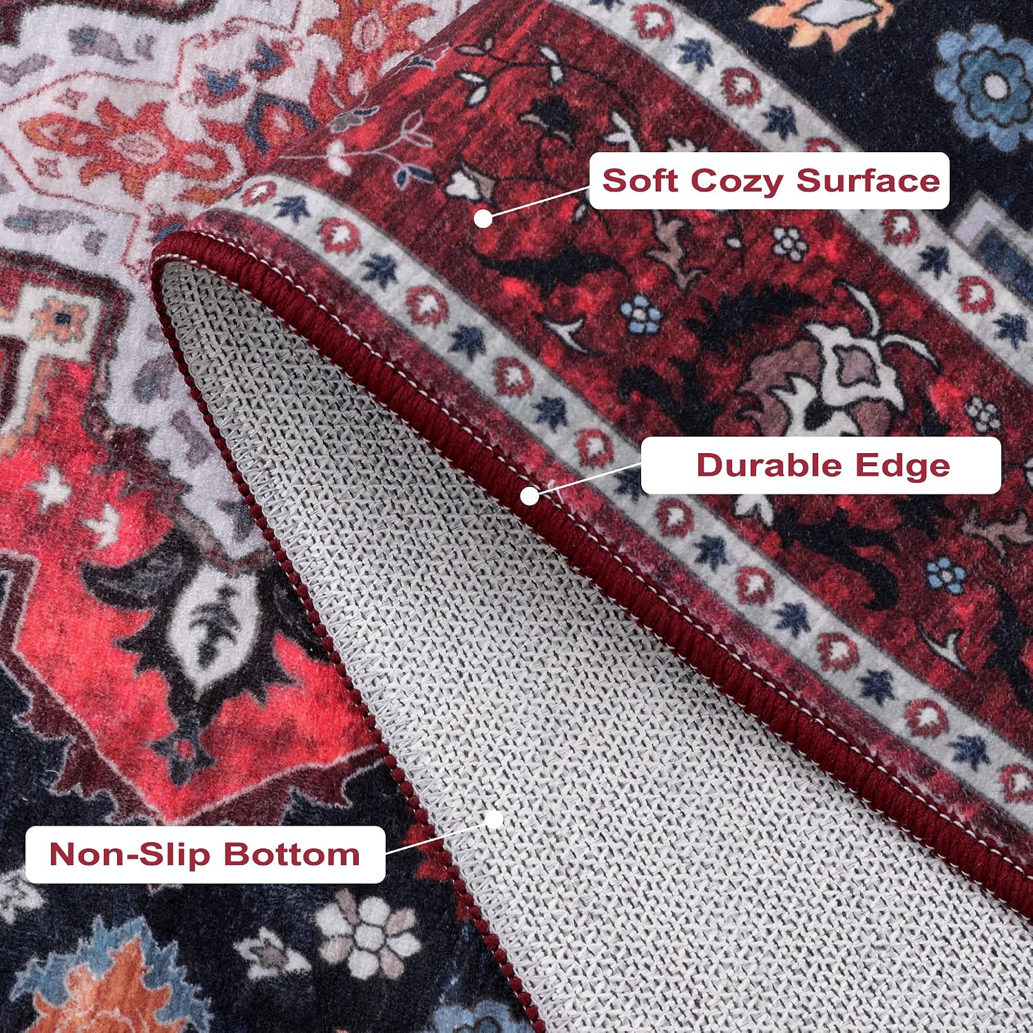 Detalle de Ciicool Vintage Washable Area Rug 8'x10' 🏡