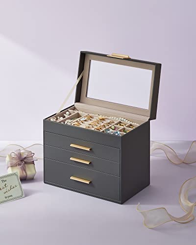 Thumbnail 7 de SONGMICS Colección GISELLA — Caja de Joyas 4 Niveles, gran capacidad en gris pizarra y dorado (JBC161C01)