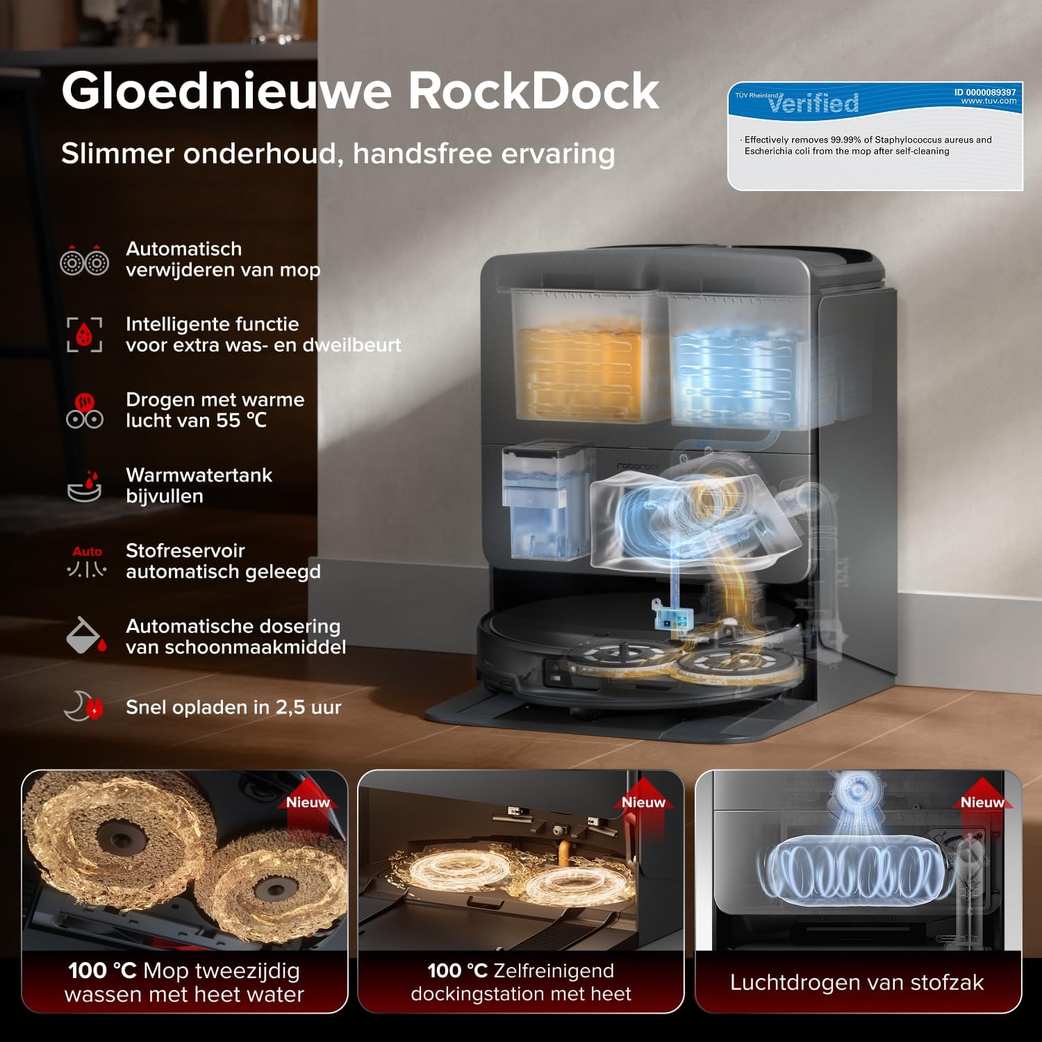 Thumbnail 4 de roborock Saros 20 Set robotstofzuiger met dweilfunctie, 36.000 Pa en RockDock
