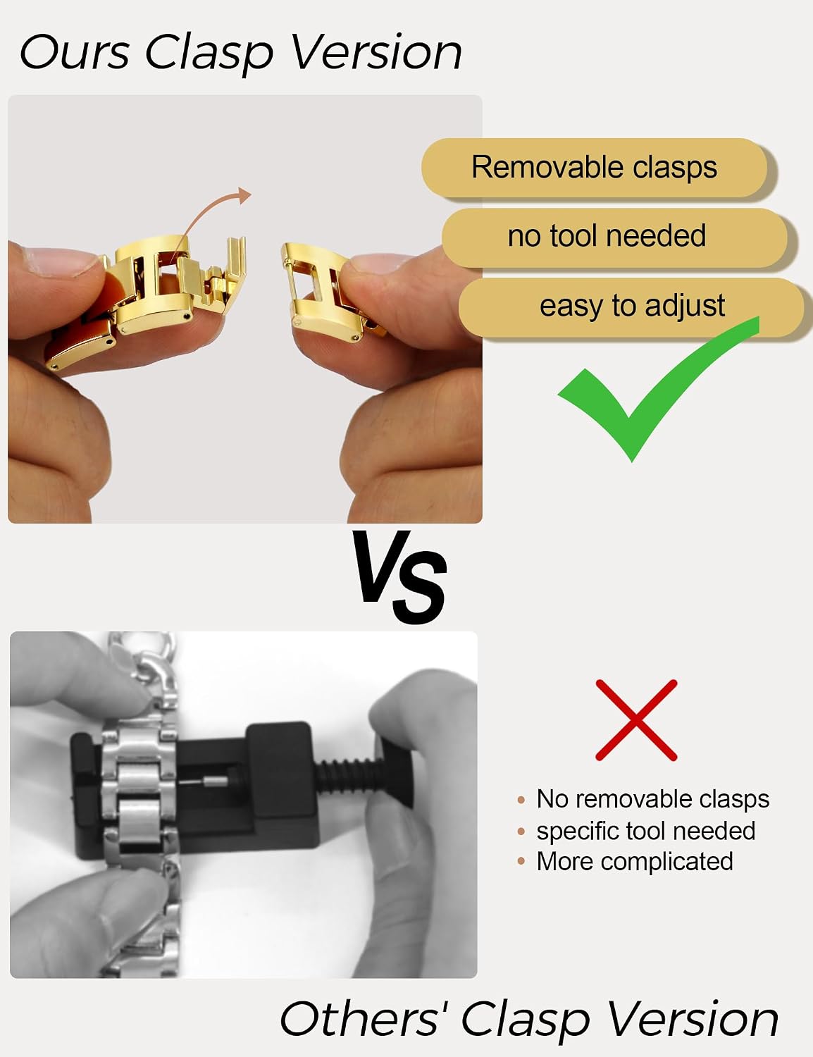 Thumbnail 6 de JR.DM Gold Watch Bands for Women — Adjustable Metal Bracelet for Apple Watch (42mm/44mm/45mm/46mm/49mm)