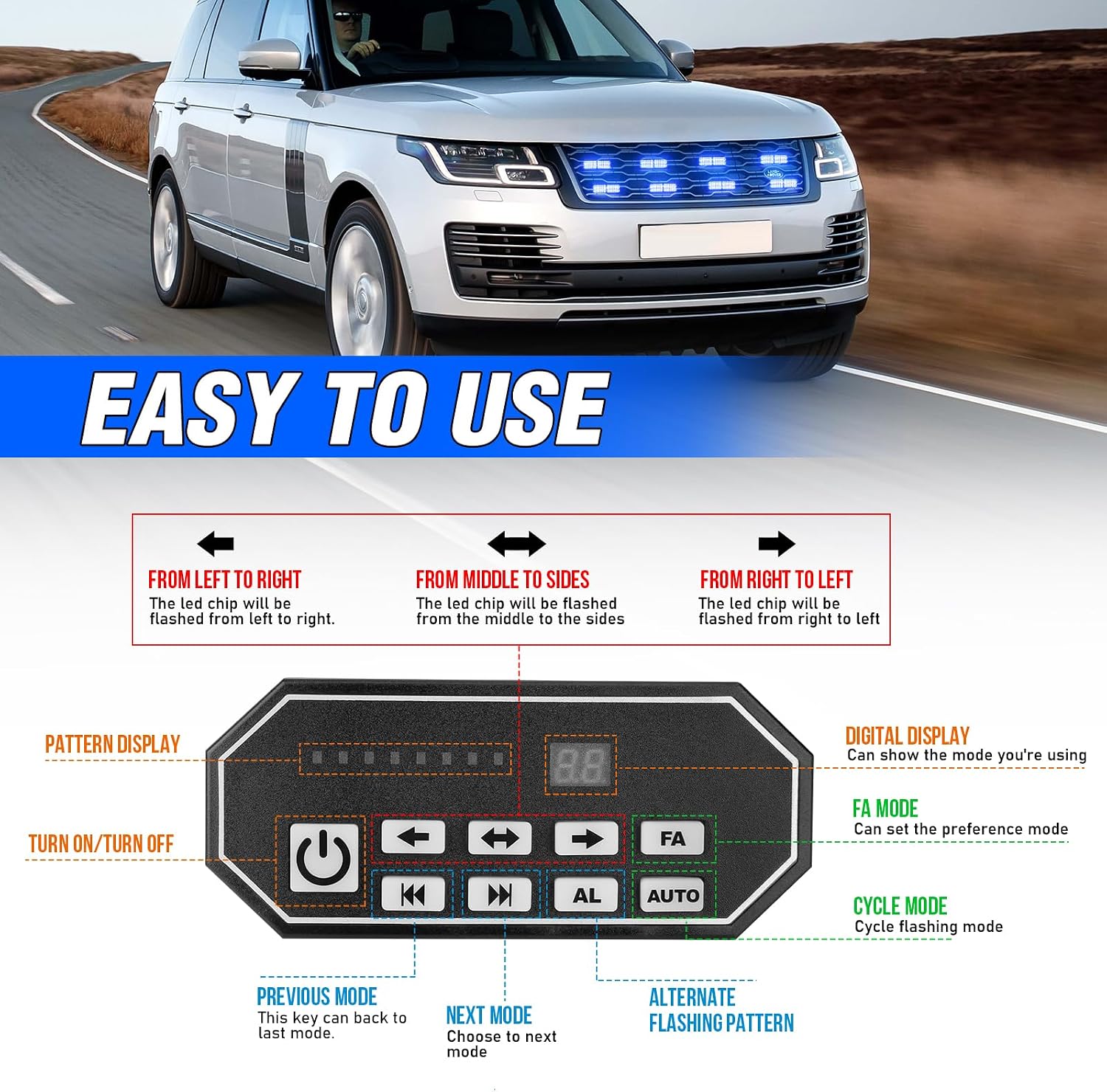 Thumbnail 3 de Afurkuot LED strobe light bars, 20 modes