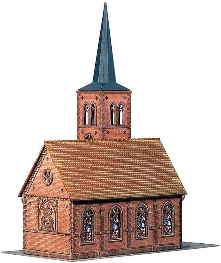 Detalle 1 de Faller 130239 H0 – kościół do makiety, klinkierowa elewacja i kolorowe okna