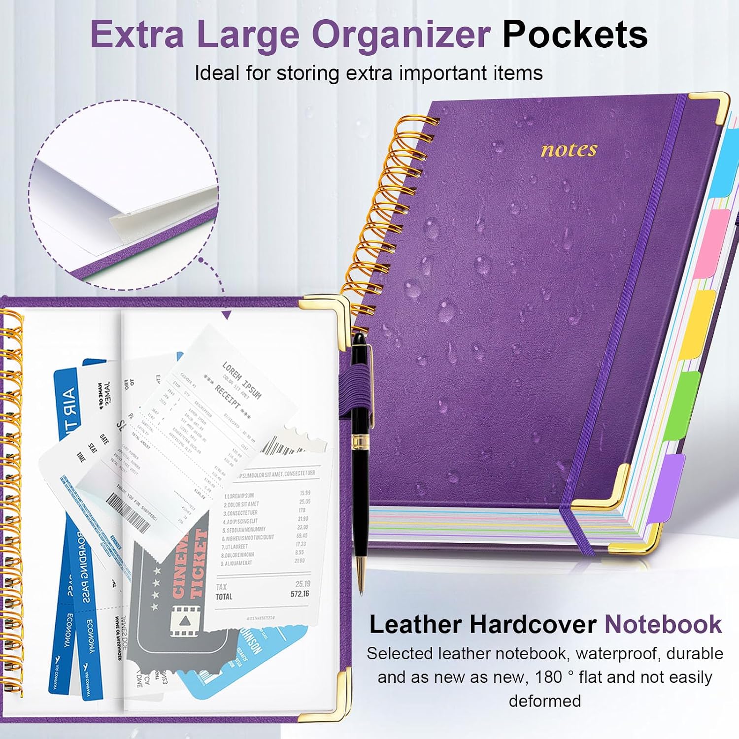Detalle 2 de GDGDSY College Ruled 8.5" x 11" Spiral Notebook, 300 Pages, 5 Subjects