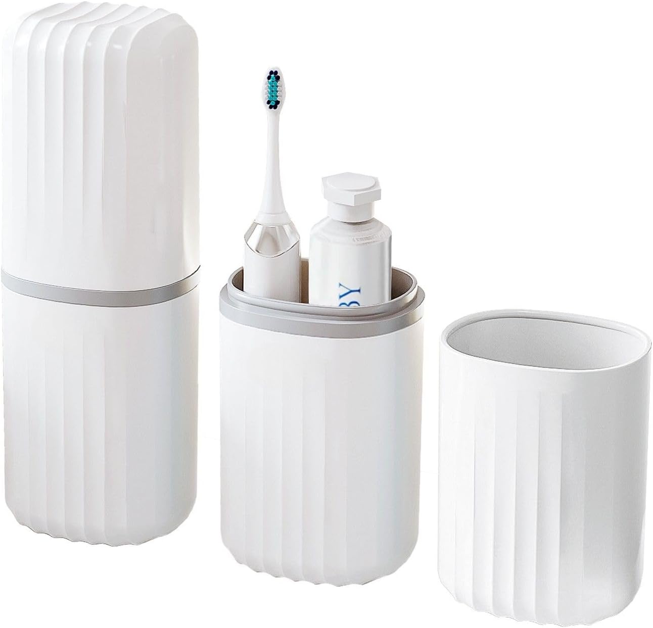 Detalle de Topavatop TH-Top 2-in-1 Toothbrush Travel Case and Rinse Cup, White
