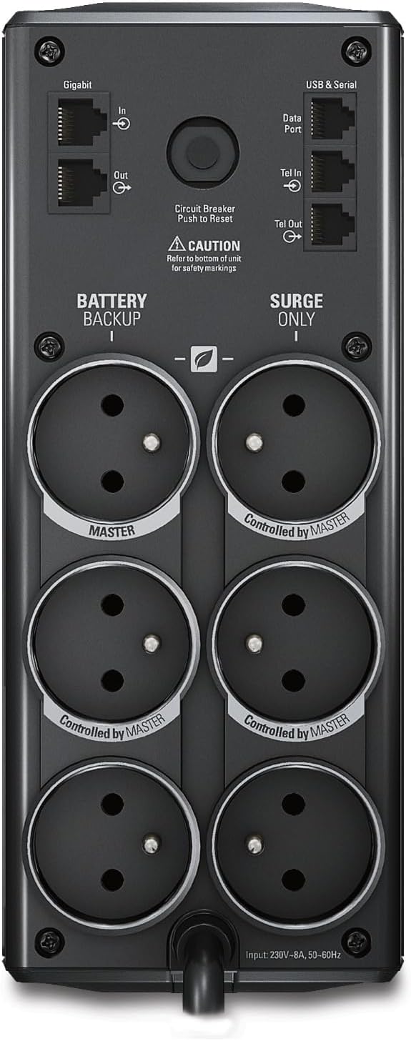 Detalle de APC Power-Saving Back-UPS PRO BR900G-FR – Onduleur 900VA avec AVR, 6 prises FR, USB et logiciel d’arrêt
