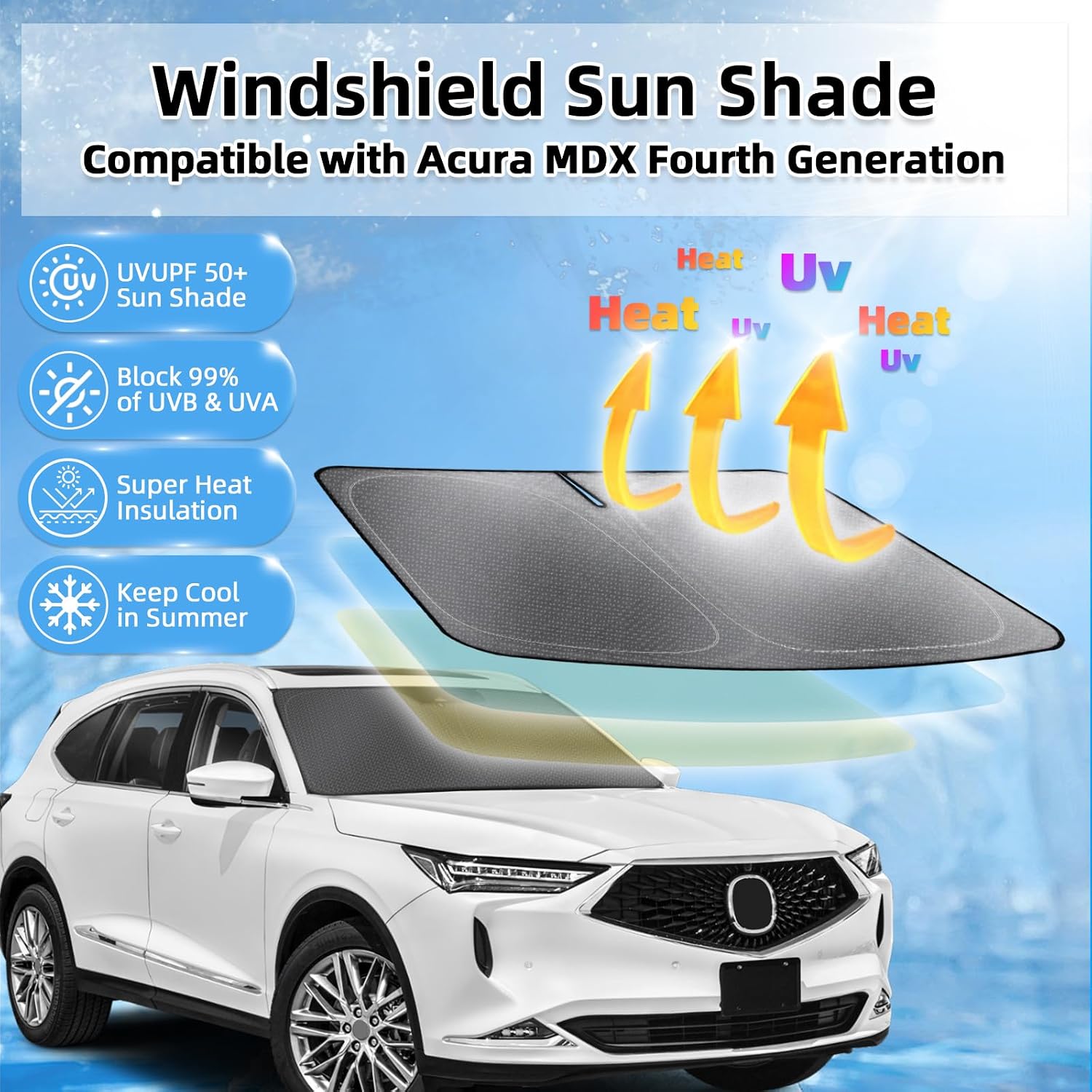 Detalle 2 de BSSorder Windshield Sun Shade for Acura MDX