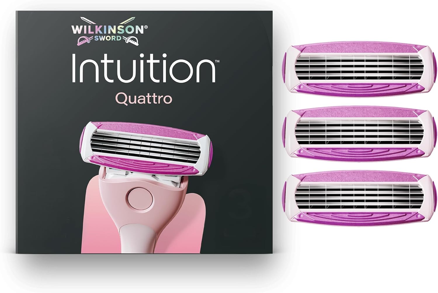 Detalle de Wilkinson Sword Intuition Quattro : rasoir féminin avec 3 recharges de lames