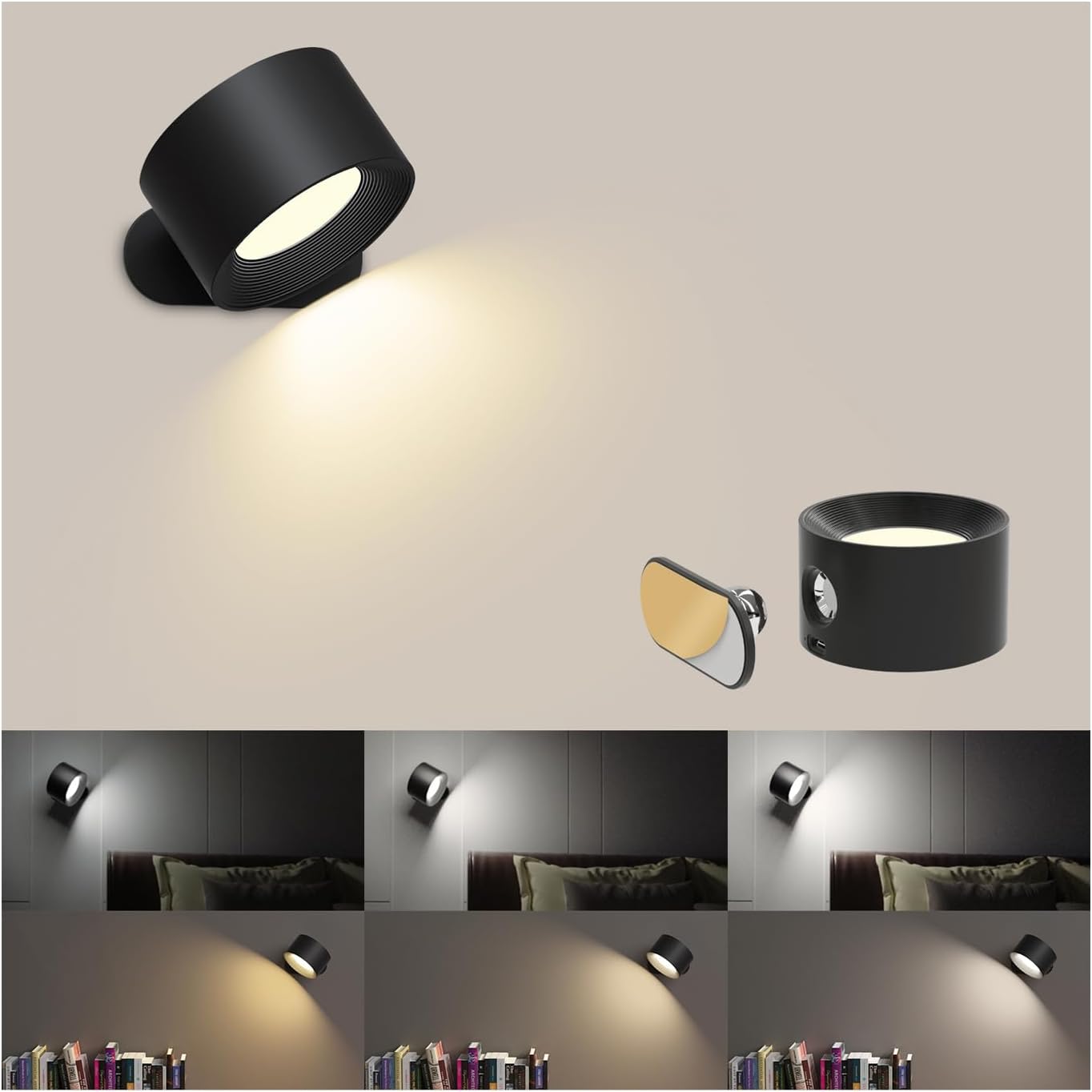 Detalle de Coollamp LED Indoor Wall Lamp 3-level Rechargeable