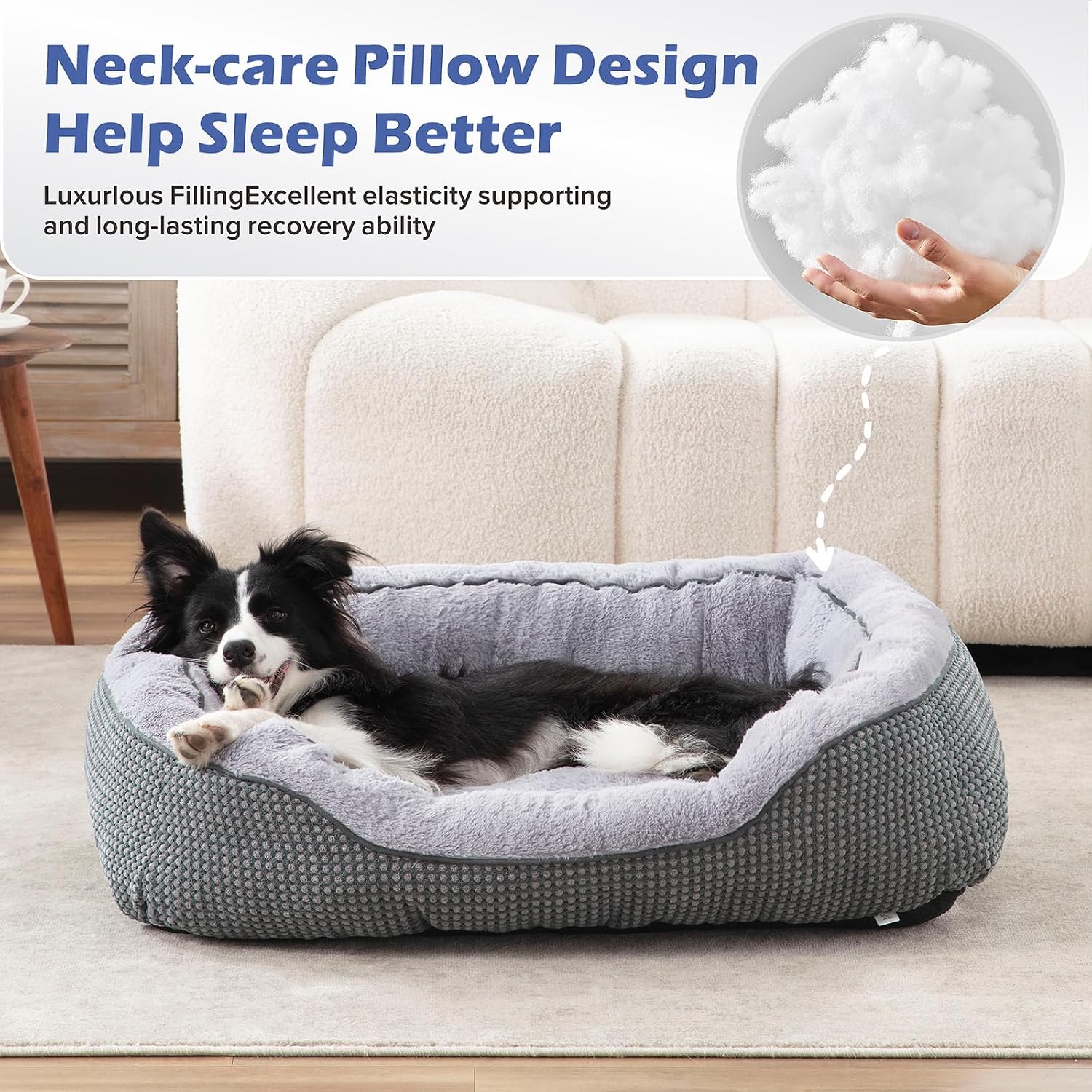 Detalle de INVENHO Medium Dog Bed (30"x24"x9") — Washable Orthopedic Rectangle Pet Bed with Anti-Slip Bottom