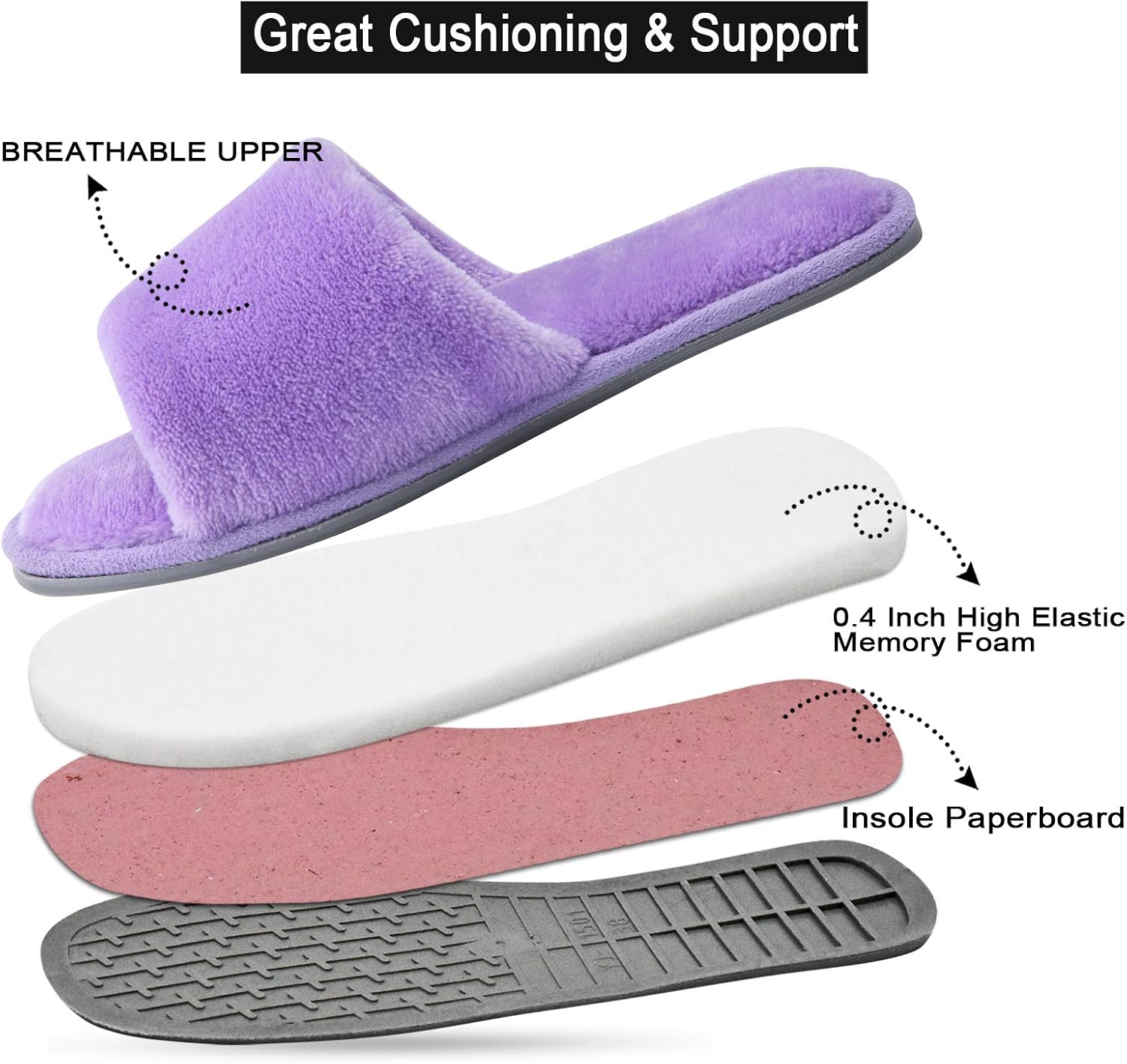 Thumbnail 3 de Open-Toe Women's Slippers with Memory Foam