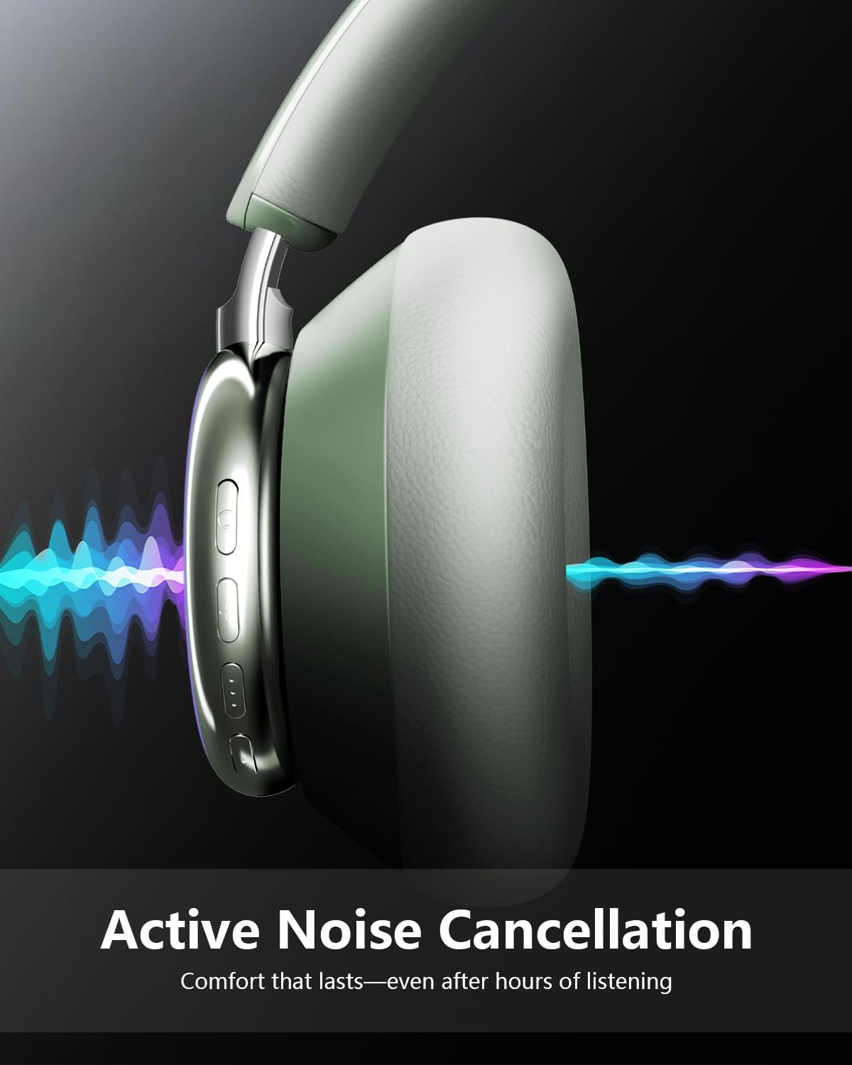 Detalle de Wentronic Y03 Bluetooth Wireless Over-Ear Headphones with Active Noise Cancelling (Green)