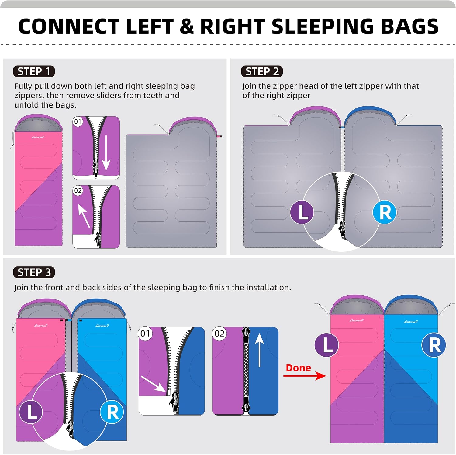 Detalle 1 de Clostnature camping sleeping bag, 210T polyester