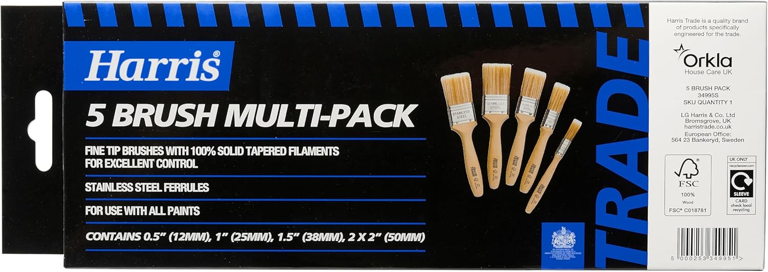 Thumbnail 2 de Harris Trade Paint Brush Multi-Pack (5 brushes) for detailed work and smoother finishes