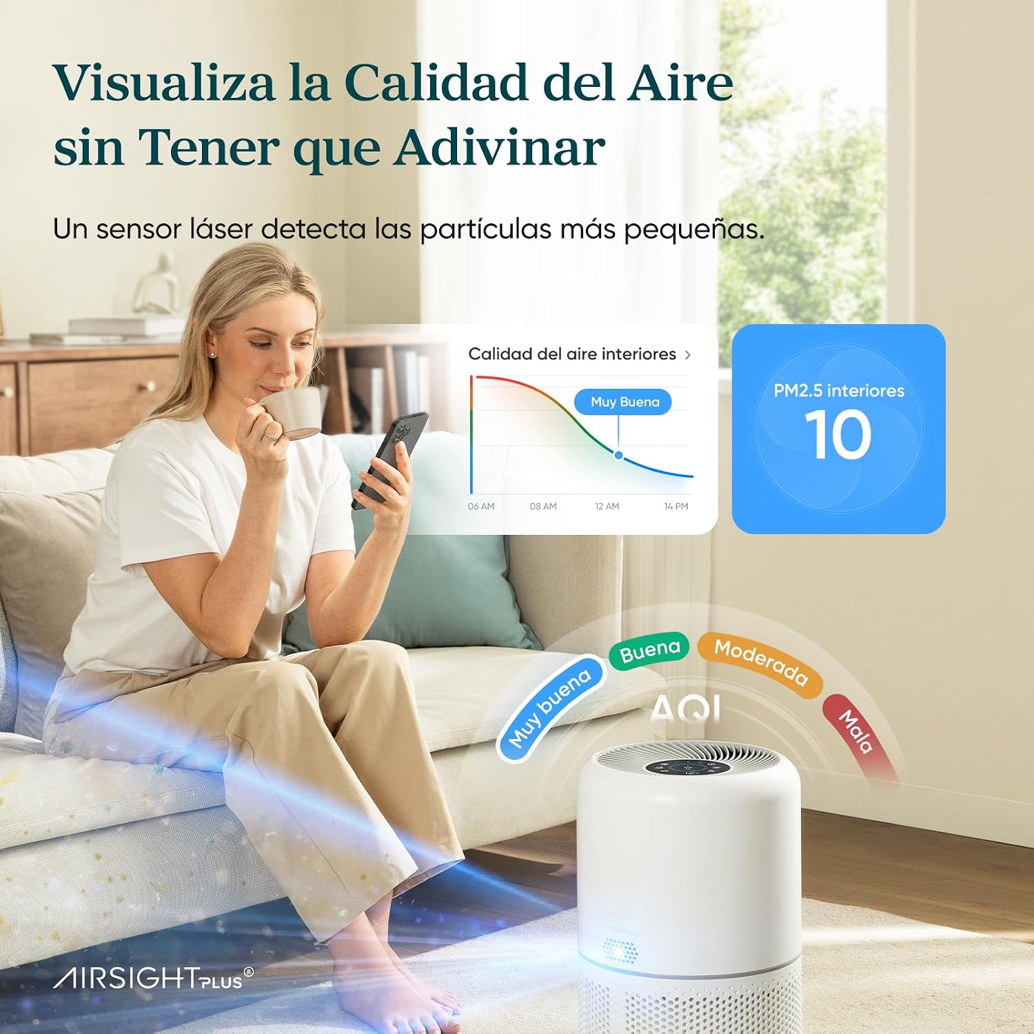 Detalle 2 de LEVOIT 300S Purificador de Aire 🌀 Filtro HEPA, Alexa, Silencioso
