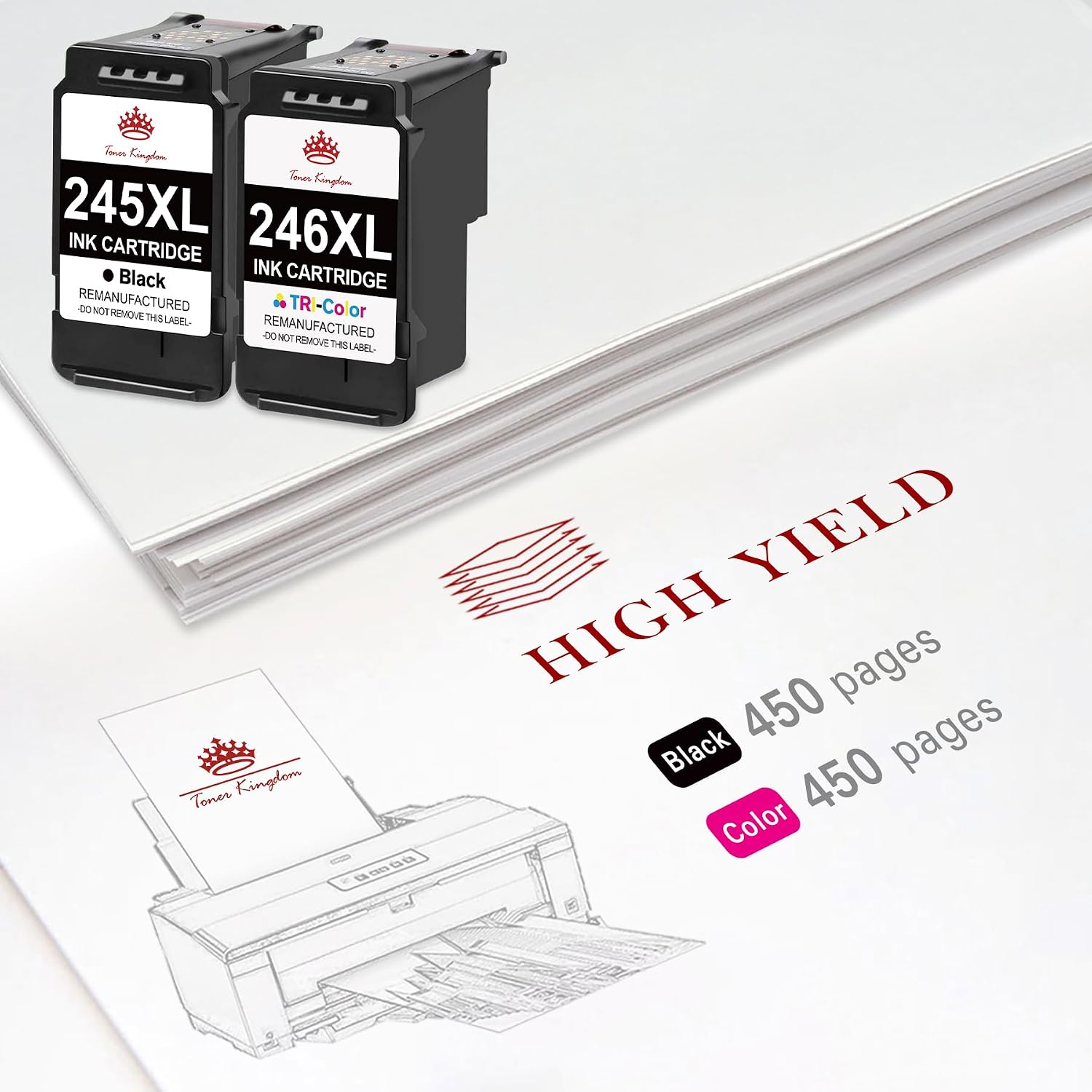 Detalle de Toner Kingdom 245XL/246XL Compatible Ink Cartridges, Black and Tri-Colour 2-Pack
