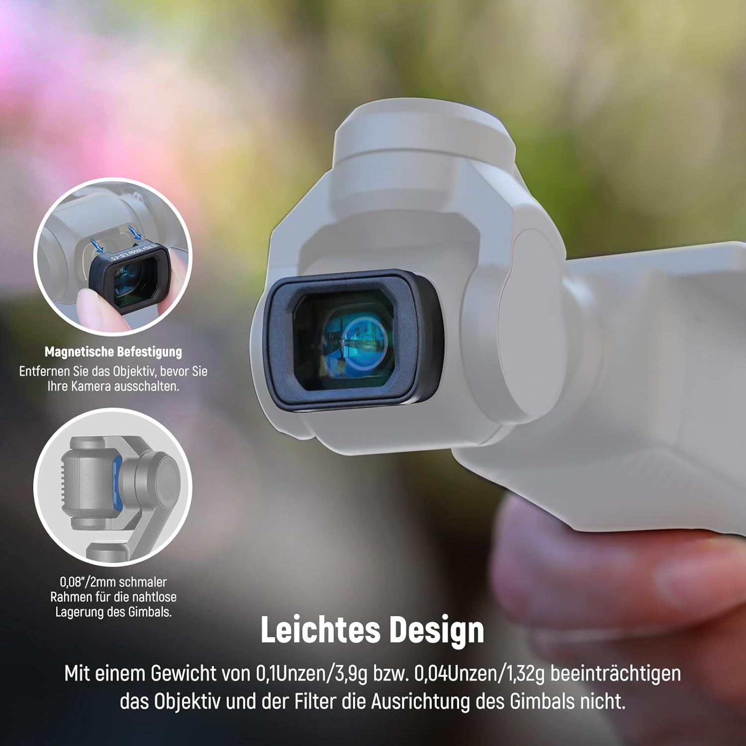 Thumbnail 6 de NEEWER ND-Filter-Set für DJI Osmo Pocket 4/3 Creator Combo: variabler ND2-32, CPL, Black Diffusion & Weitwinkel
