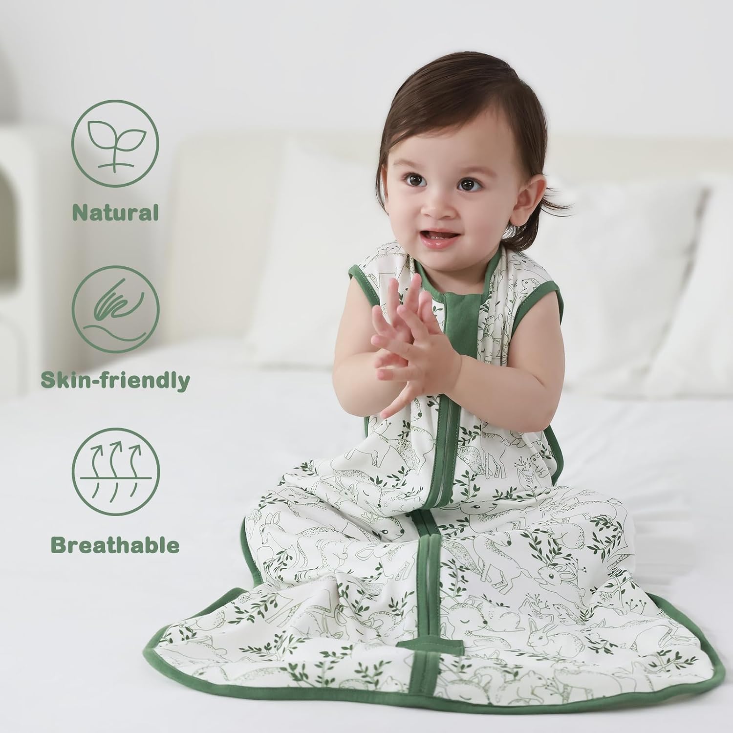 Thumbnail 1 de MIKAFEN 2pc Baby Sleeping Bag 0.5 Tog (Spring & Summer) – 0.5Tog Cotton Sleeveless Sleep Sack