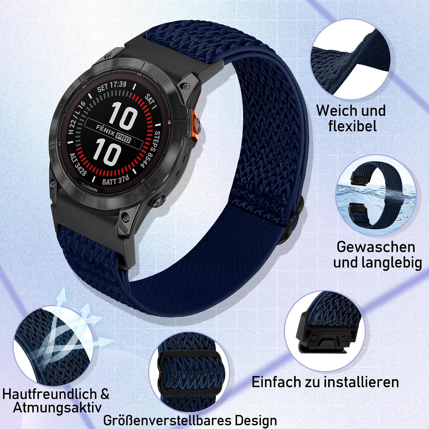 Thumbnail 3 de TumCez 22mm QuickFit Armband – Nylon-Ersatzarmband für Garmin Fenix 8/7/6/5, Epix Gen 2 und Approach S60/S62