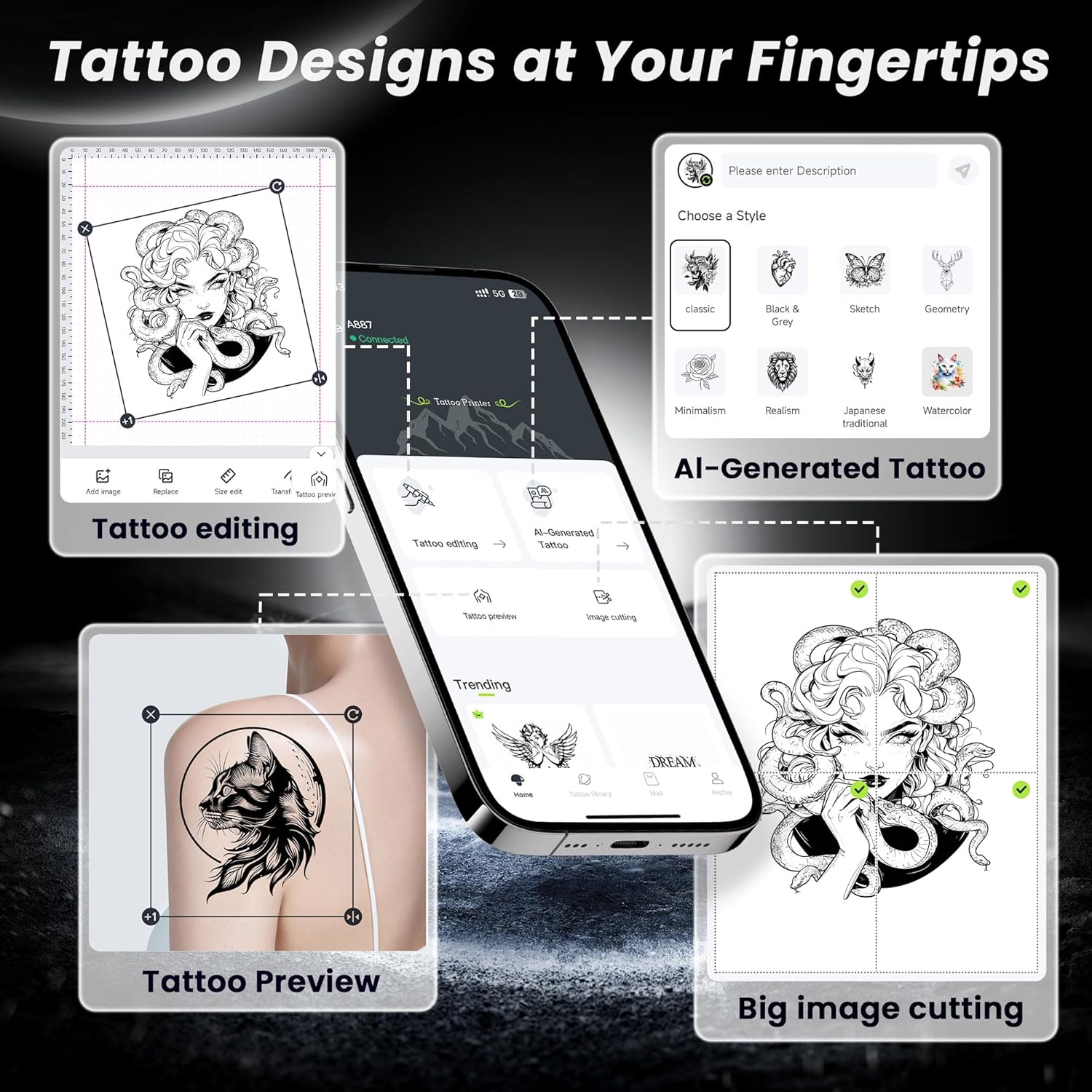 Thumbnail 3 de TATTMUSE Tattoo Printer (A887) Bluetooth thermal stencil printer for beginners and artists