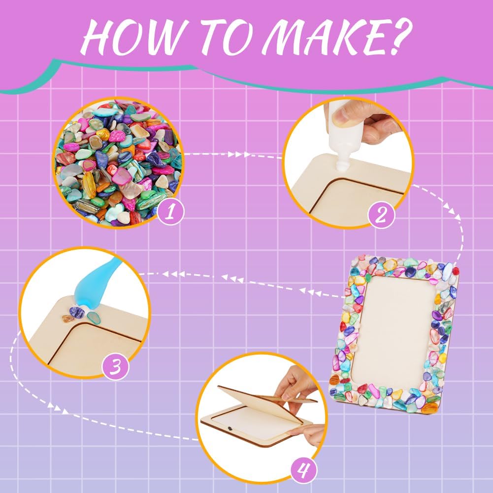 Thumbnail 3 de AUAUY Mosaik Bilderrahmen Bastelset – DIY-Holzrahmen für Kinder 5–12