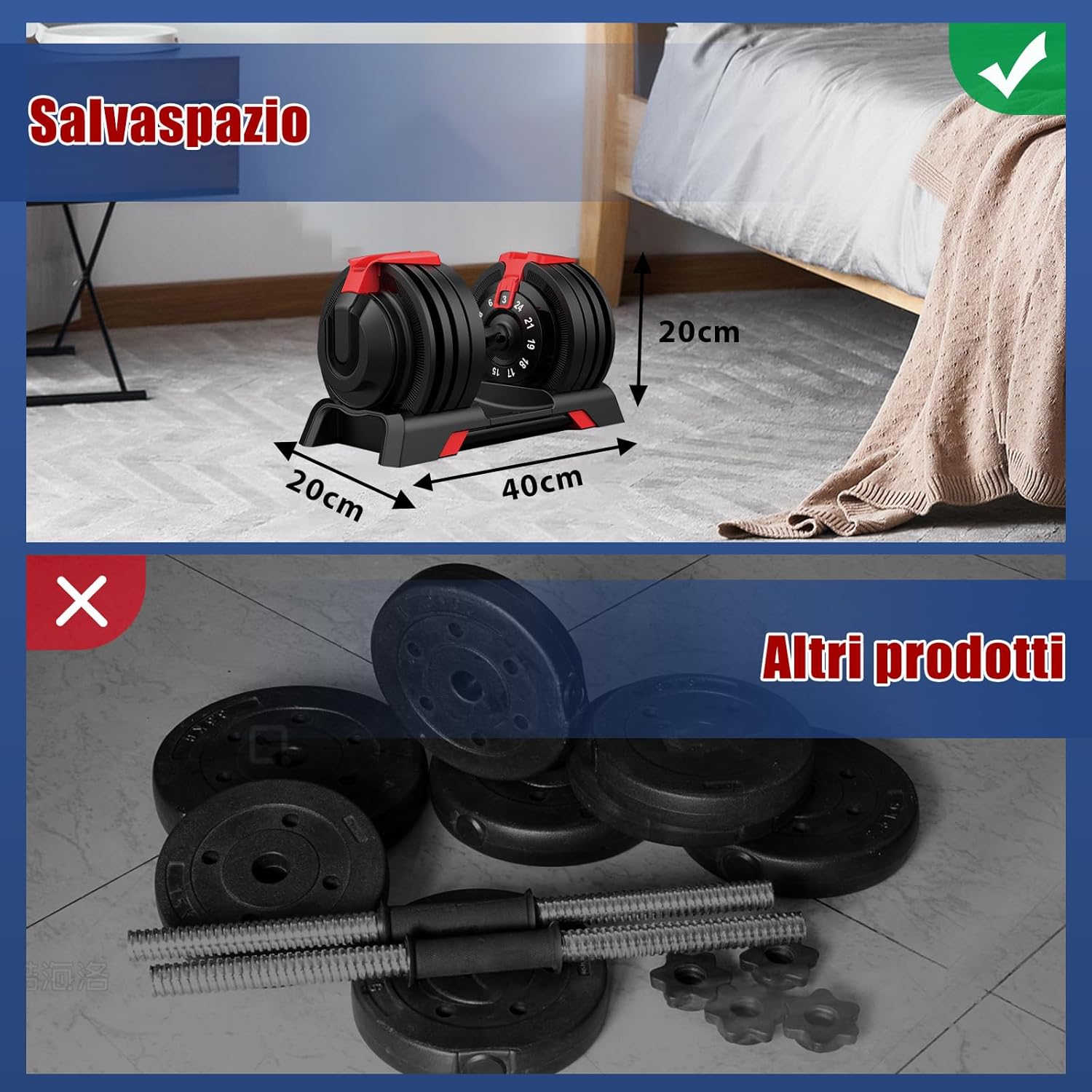 Thumbnail 5 de DH FitLife Manubri Regolabili 24 kg con regolazione rapida e 12 livelli (set con impugnatura antiscivolo)