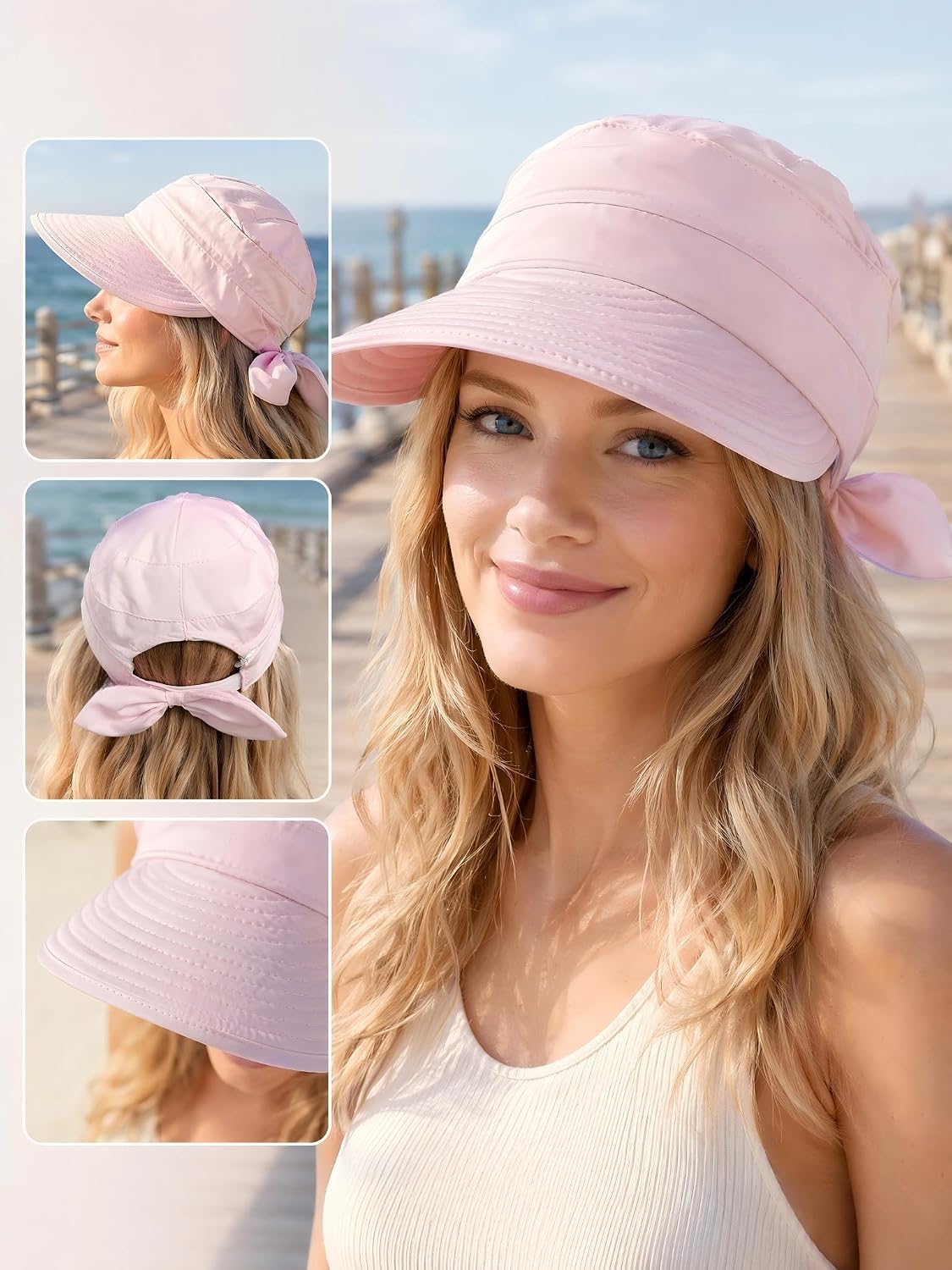 Detalle 2 de AlturaGo 2-in-1 Women's Sun Hat and Visor, Ponytail-Friendly, Quick-Dry