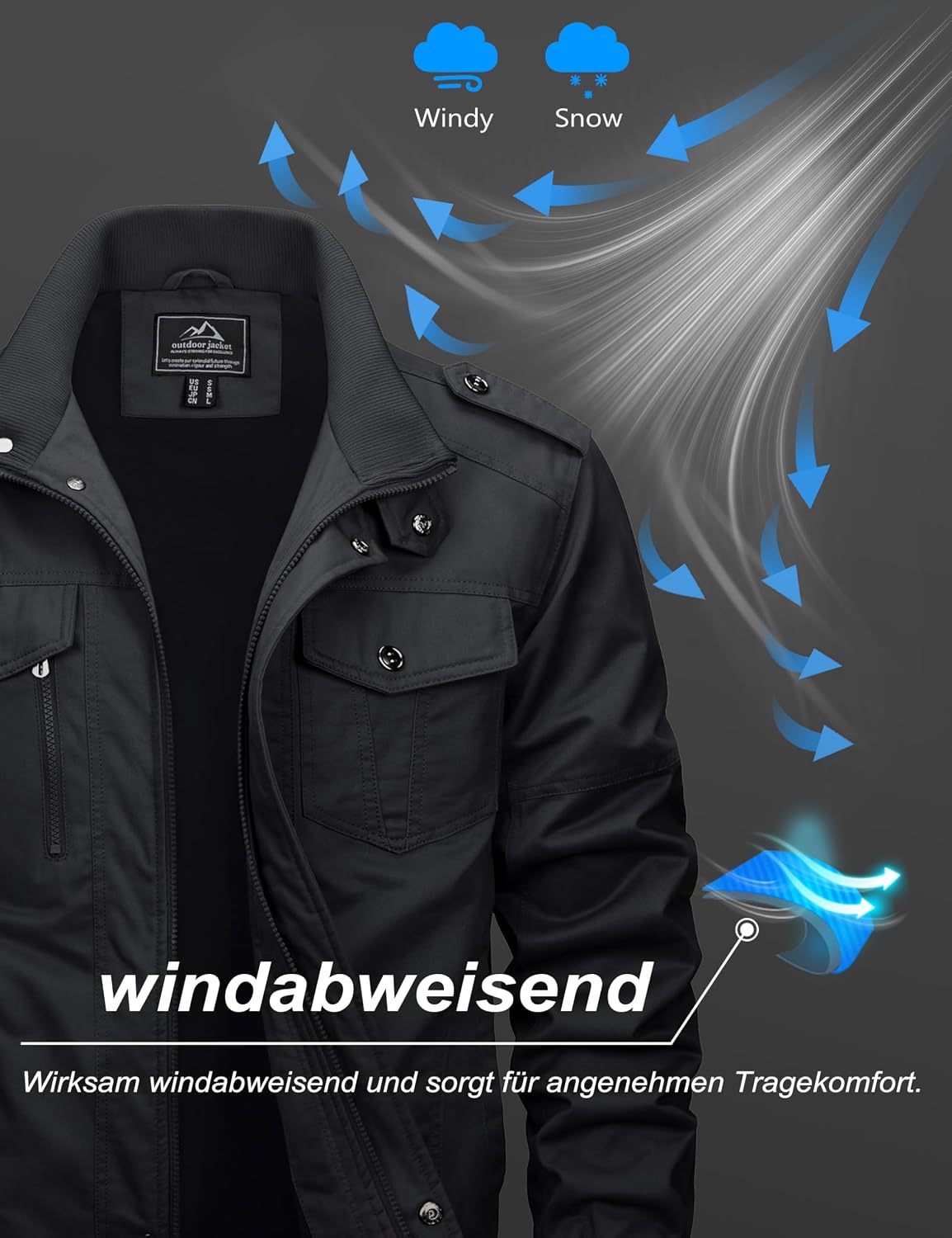 Thumbnail 3 de MAGCOMSEN Übergangsjacke Herren Winddichte Cargo Outdoorjacke