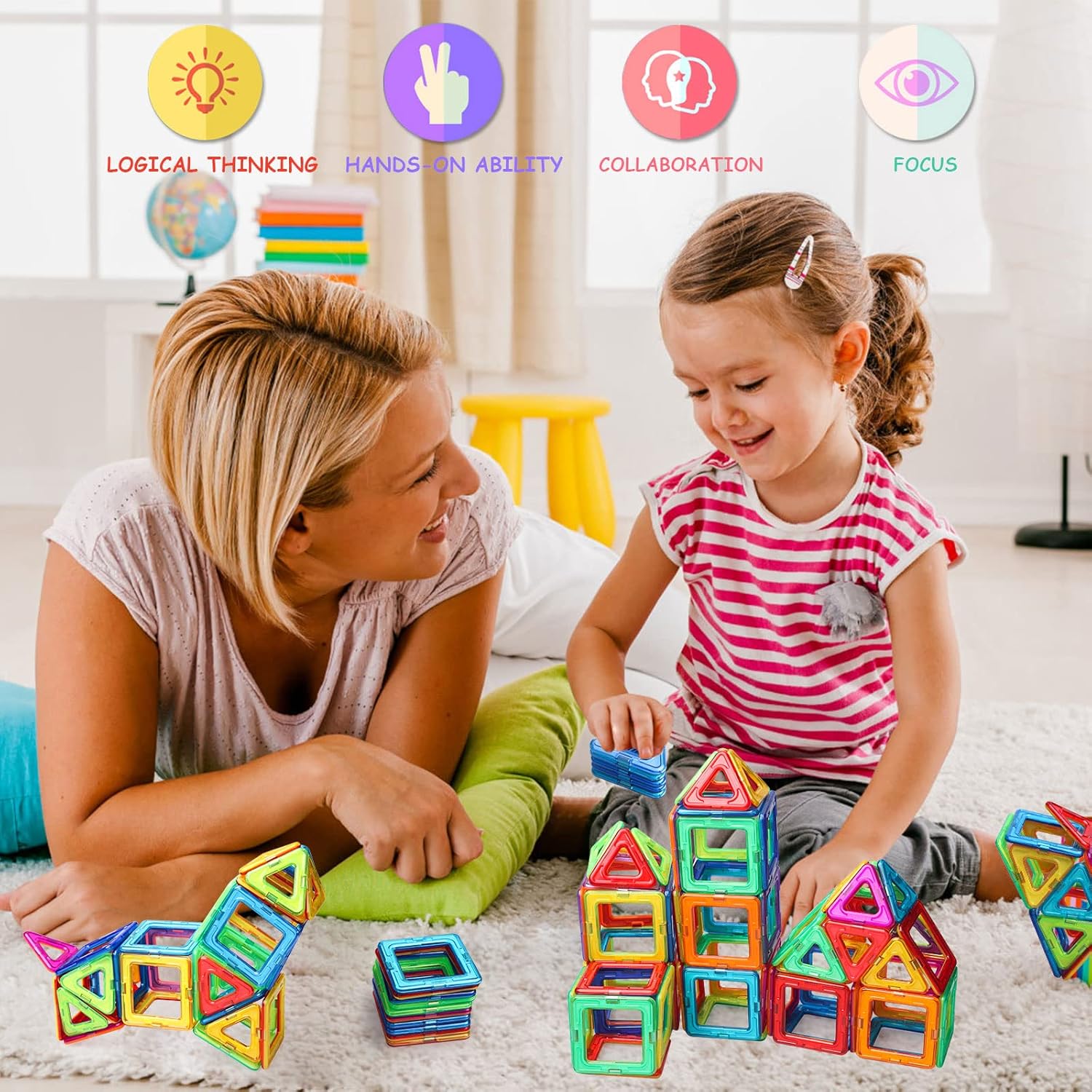 Detalle de AUOLTE magnetic tiles 38 piece STEM toy