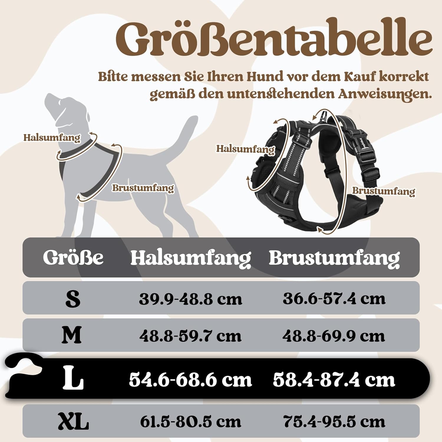 Detalle 2 de rabbitgoo Hundegeschirr für große Hunde (verstellbar, ohne Zug & Würgen) mit Griff – schwarz, Größe L