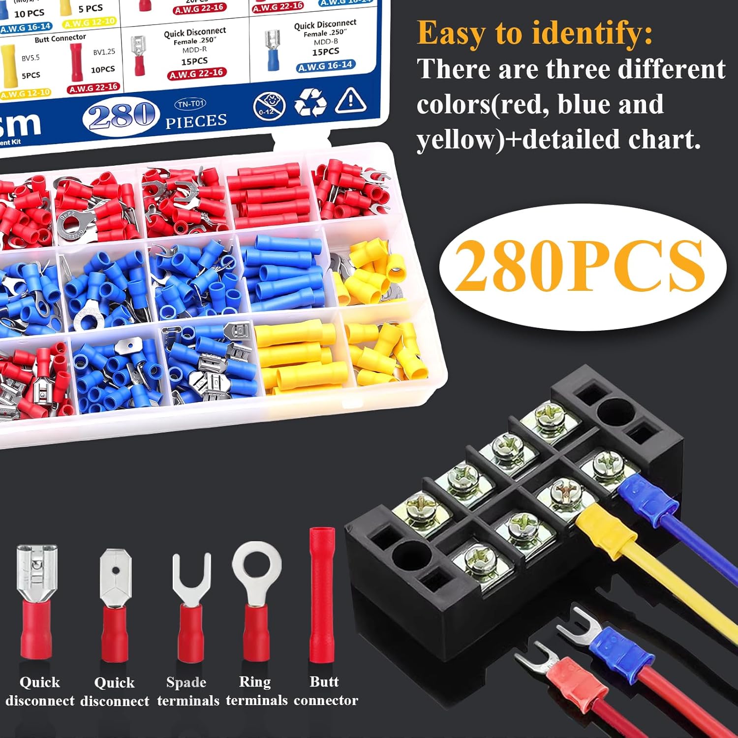 Thumbnail 2 de Tnisesm TN T01 Insulated Wire Crimp Connector Kit, AWG 22–10