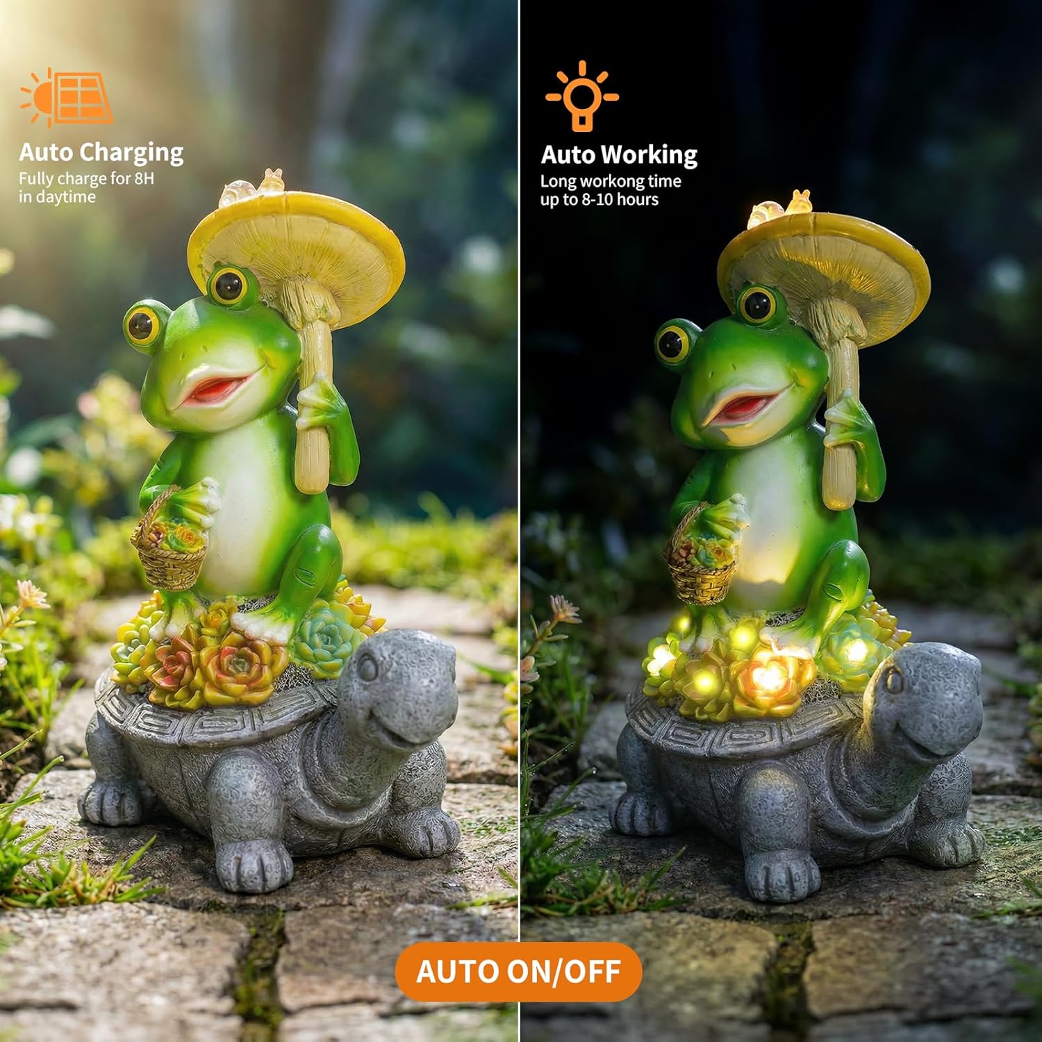 Detalle de 2026 Unique Solar Turtle Garden Statue with LED Lights, Succulent Details & Waterproof Design