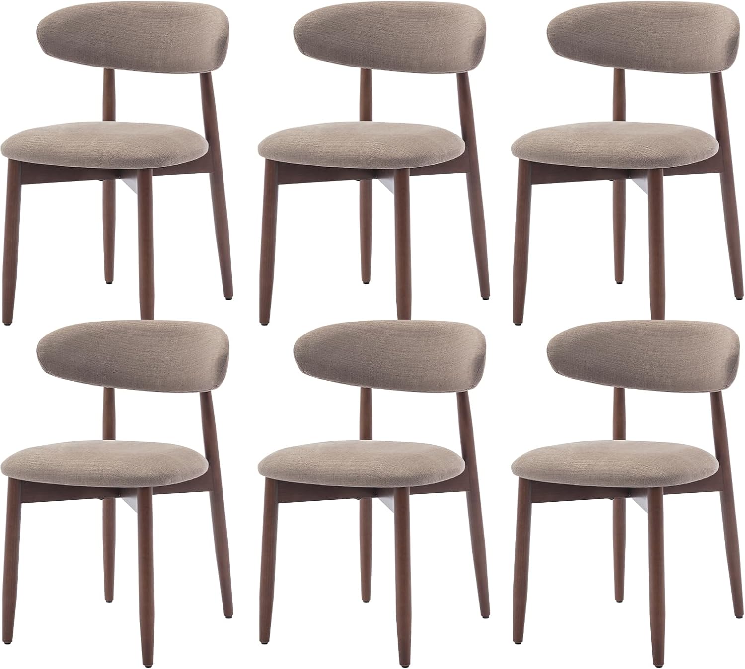 Detalle de COLAMY Esszimmerstühle 6er Set mit Polster und Rückenlehne in Kamel – moderne Küchen- und Dining Chairs