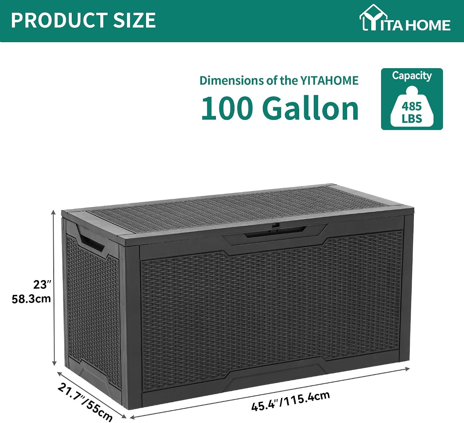 Thumbnail 6 de YITAHOME 100 Gallon Resin Deck Box — Weather-Resistant Outdoor Storage with Lock, Bench Seating