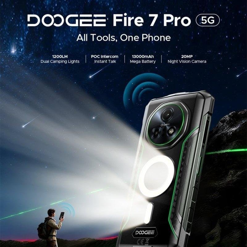 Detalle 2 de Doogee Fire 7 Pro 5G 8GB/256GB, 6.56" Verde: autonomía y resistencia para uso en campo