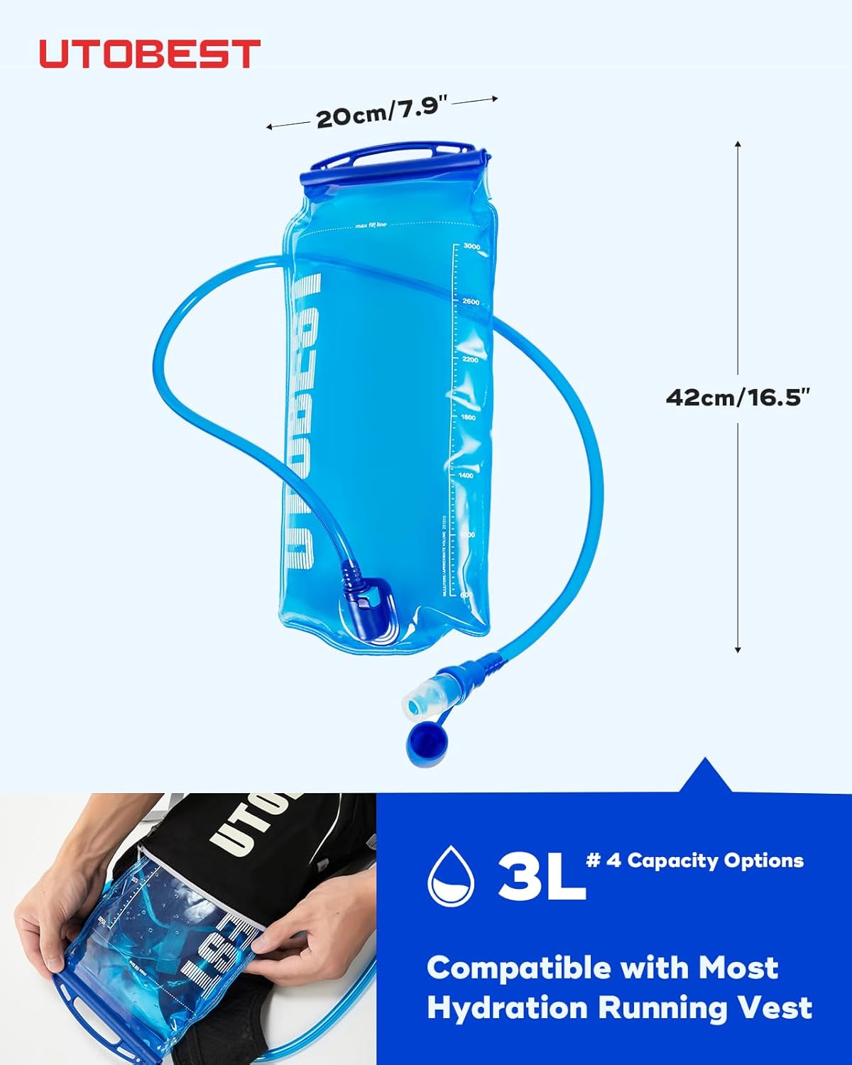 Thumbnail 3 de UTOBEST Hydration Bladder (BPA-free) leak-proof water reservoir for running, cycling & hiking