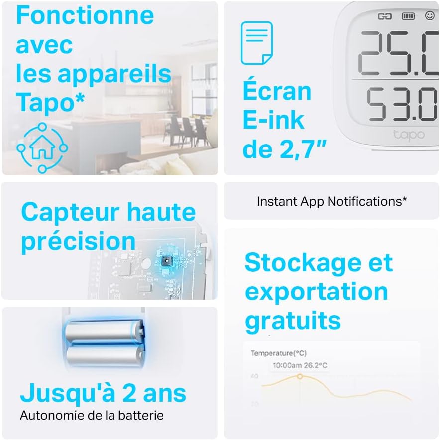 Thumbnail 1 de Tapo Moniteur de température et d'humidité T315 avec écran E-Ink 2,7'' – verdict d'achat