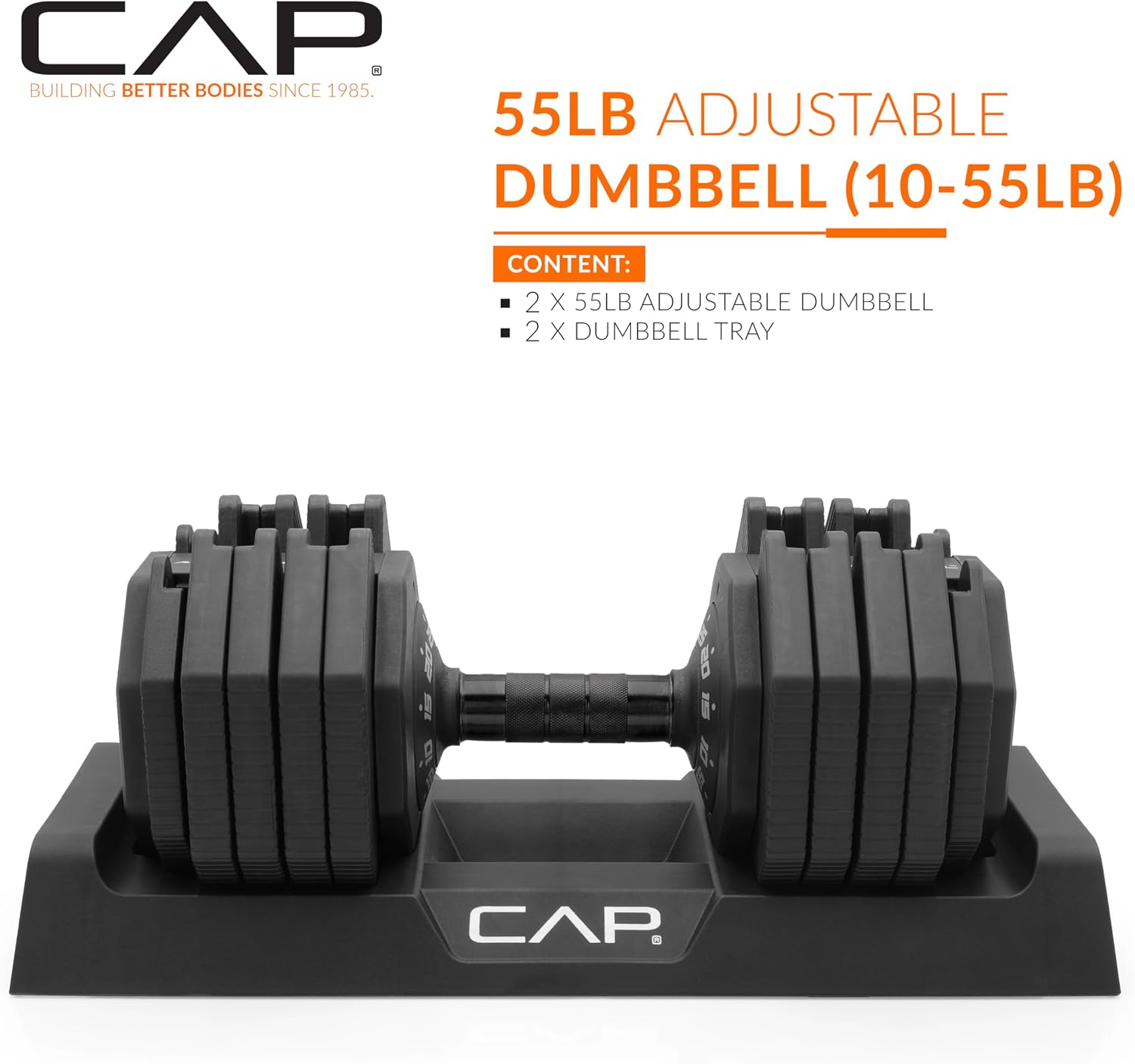 Detalle 2 de CAP ADJUSTABELL Adjustable Dumbbell Set — Premium 55 lb Pair with Quick Select System