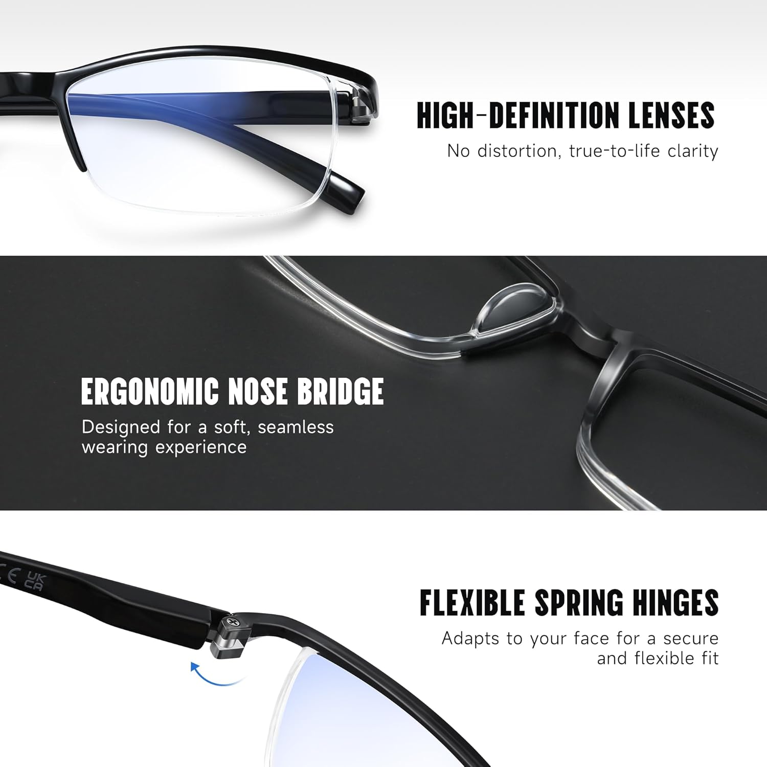 Thumbnail 4 de AIMISUV 3 Pack Reading Glasses with Blue Light Blocking — Rectangular, Spring Hinge, Unbreakable Frame