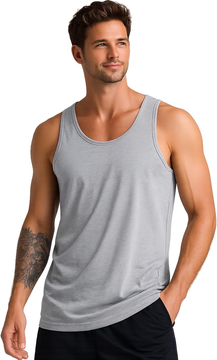 Detalle de COSHAL™ Men's Cotton Vest Tops – Sleeveless, Breathable Slim Fit for Everyday Comfort