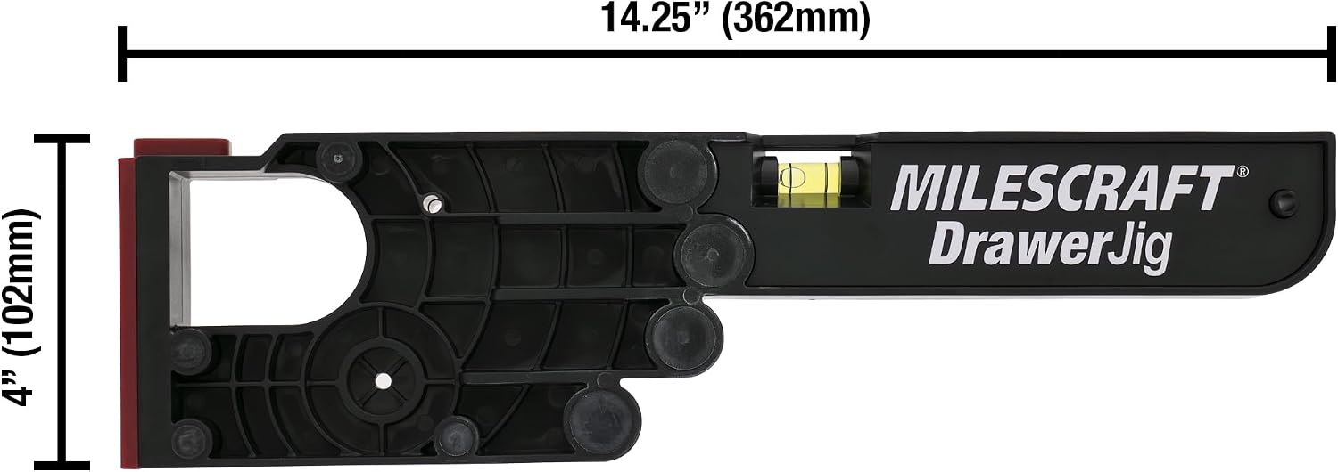 Detalle de Milescraft 1341 – przyrząd do montażu prowadnic szuflad z poziomicą