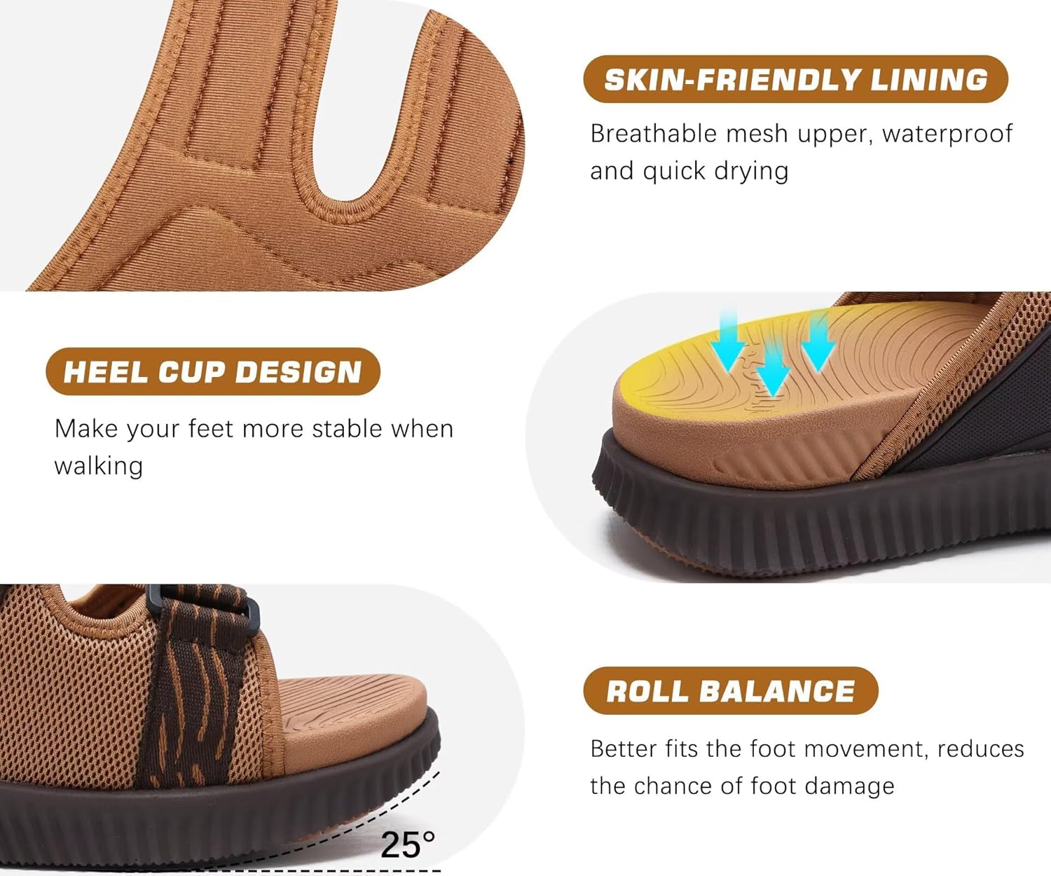 Thumbnail 6 de KuaiLu Men’s Orthotic Sandals Thick Cushion Recovery Slides with Adjustable Strap